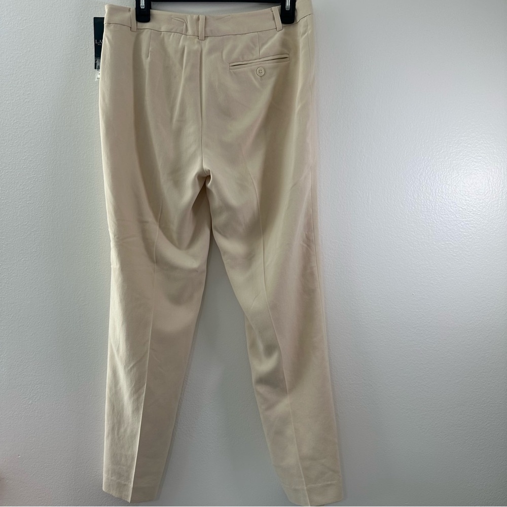 NWT Ralph Lauren Vintage Silk Linen Blend Trouser Pants Womens Size 8 Cream - Picture 6 of 9